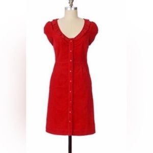 Anthropologie Red corduroy dress purchased, size 4.